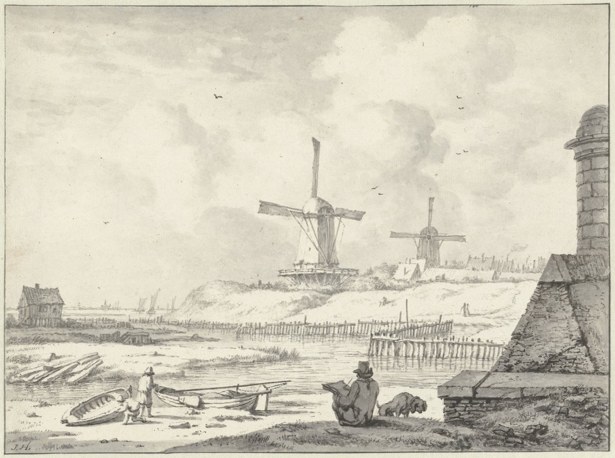 Vázlatoló művész a Hogendijken, a Haarlemmerpoorton kívül alkotó: Jan Hulswit