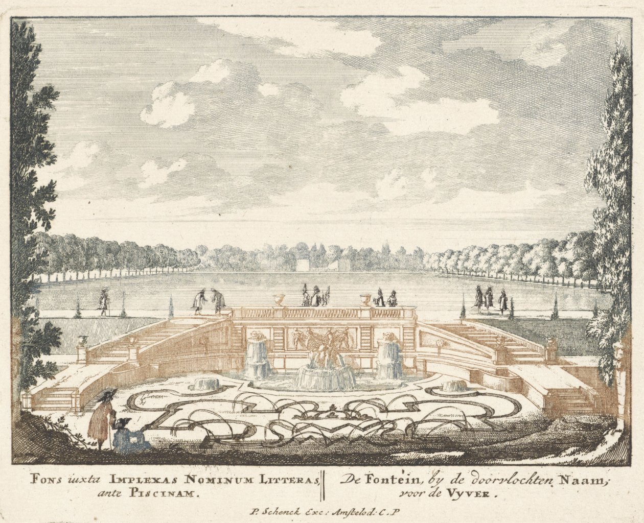 Szökőkút és nagy tó a Het Loo palota kertjében, 1694-97 alkotó: Jan I van Call