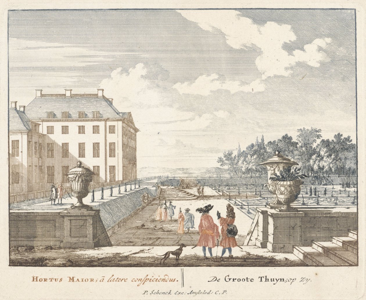 Sétálók a Het Loo palota kertjében, 1694-97 alkotó: Jan I van Call