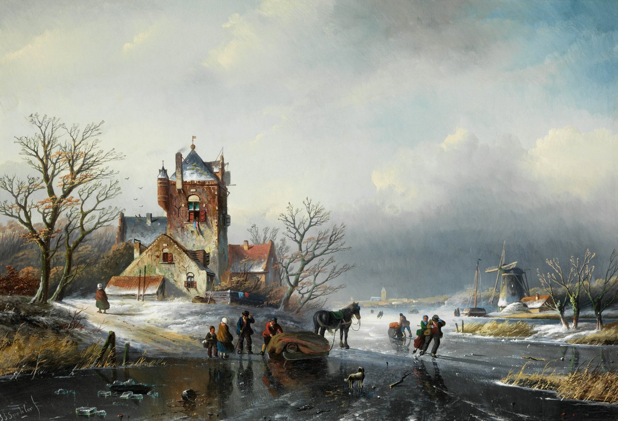 Jan Jacob Spohler Téli táj szélmalommal és korcsolyázókkal alkotó: Jan Jacob Spohler