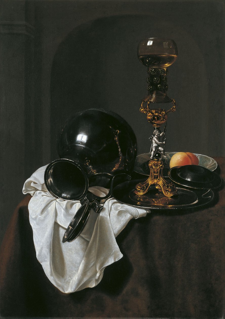 Csendélet pohár borral és ónkancsóval alkotó: Jan Jansz. Treck