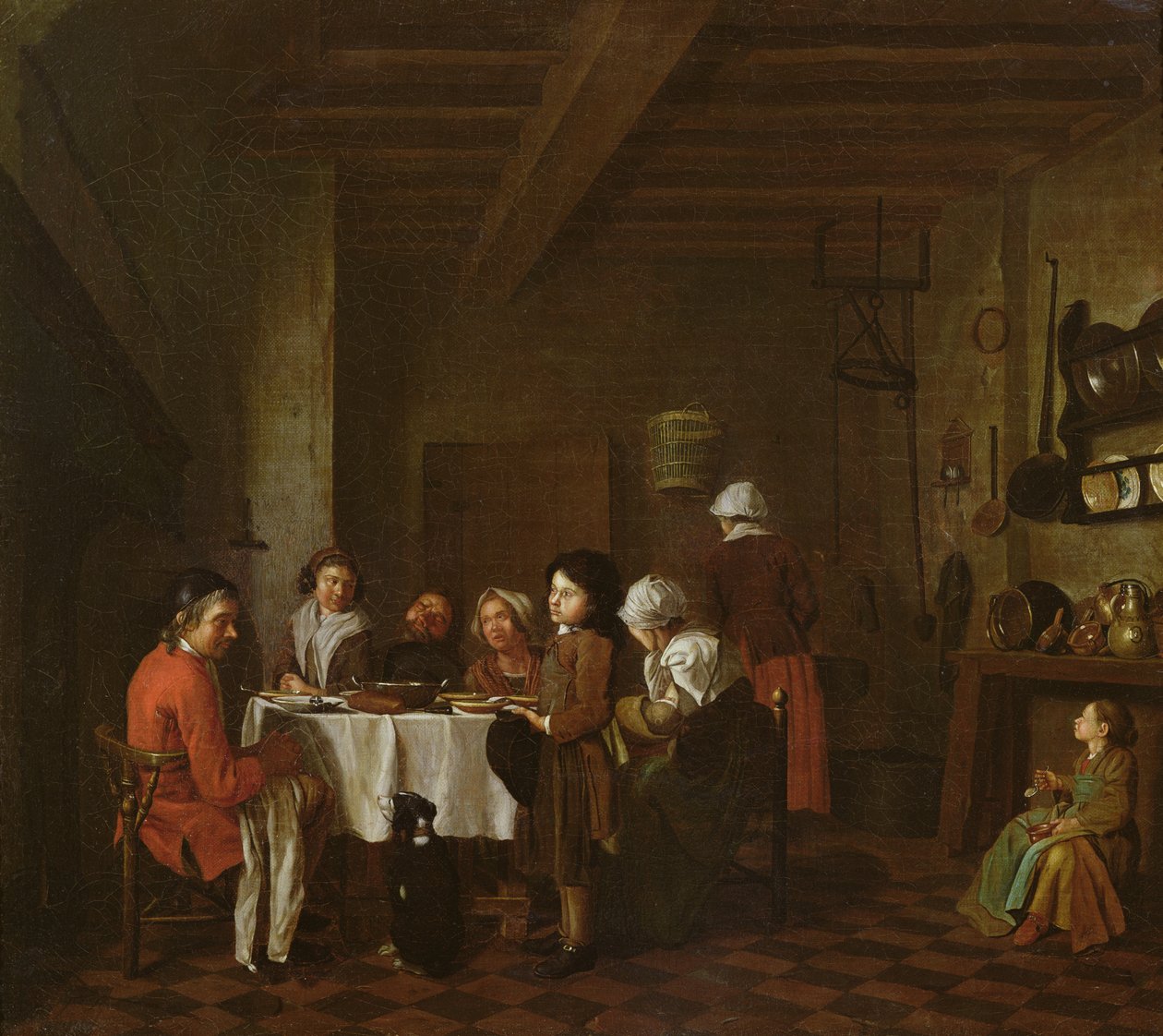 Belső jelenet, családi étkezés alkotó: Jan Josef the Elder Horemans