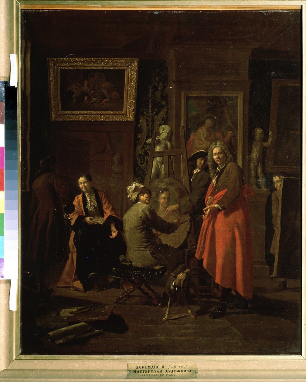 ""A festőstúdió"" (The painter studio) Jan Joseph Horemans, az idősebb festménye (1682-1759) 1725-1730 Puskin Múzeum Moszkva alkotó: Jan Josef the Elder Horemans