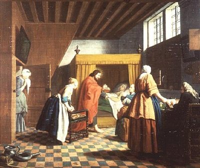 Az orvos látogatásai - Egy holland közmondás: Az orvos Krisztusként van ábrázolva (egy a négyes sorozatból) alkotó: Jan Josef the Elder Horemans