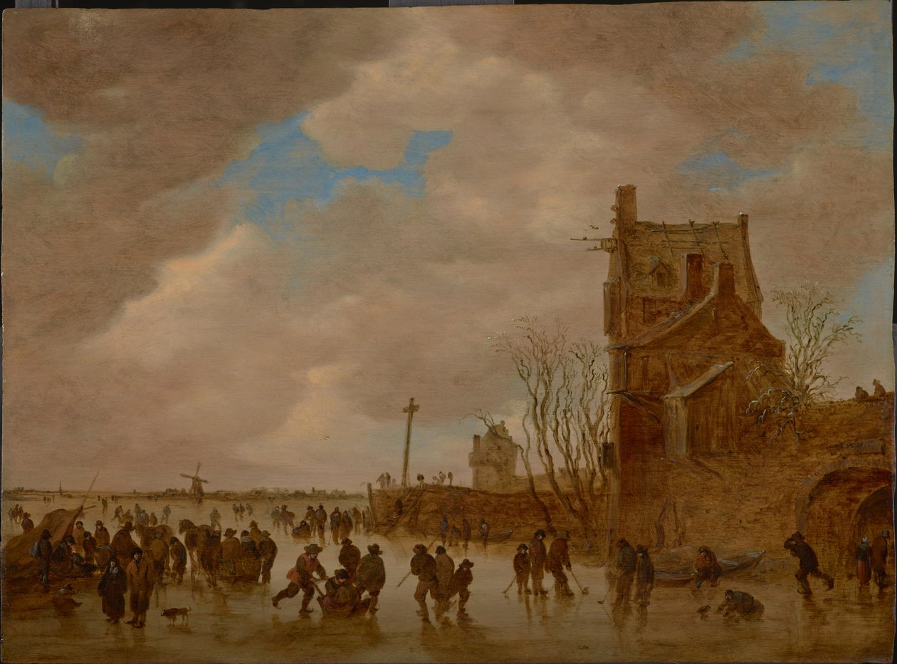 Jégörömök egy hídtorony előtt, 1655 alkotó: Jan Josefsz Goyen van