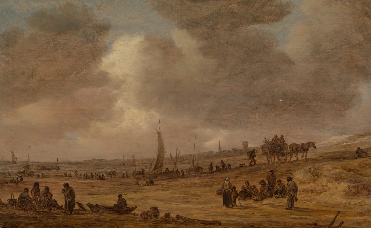 Egy strand halászhajókkal, valószínűleg 1653-ból. alkotó: Jan Josephsz van Goyen