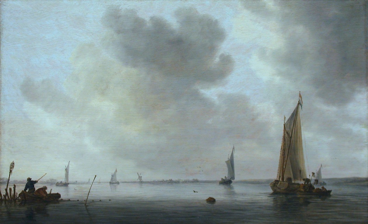 Horgászcsónakok egy torkolatnál alkotó: Jan Josephsz van Goyen