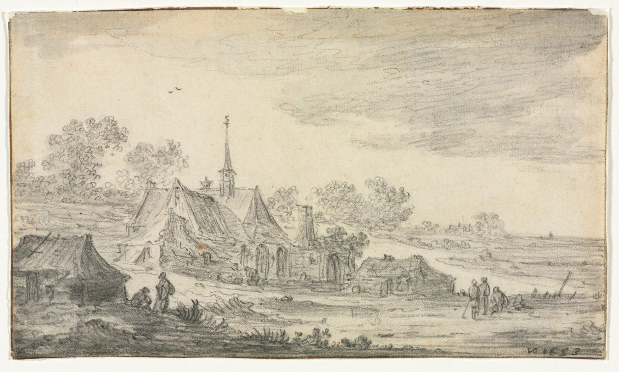 Épületcsoport a tengerparton, 1653. alkotó: Jan Josephsz van Goyen