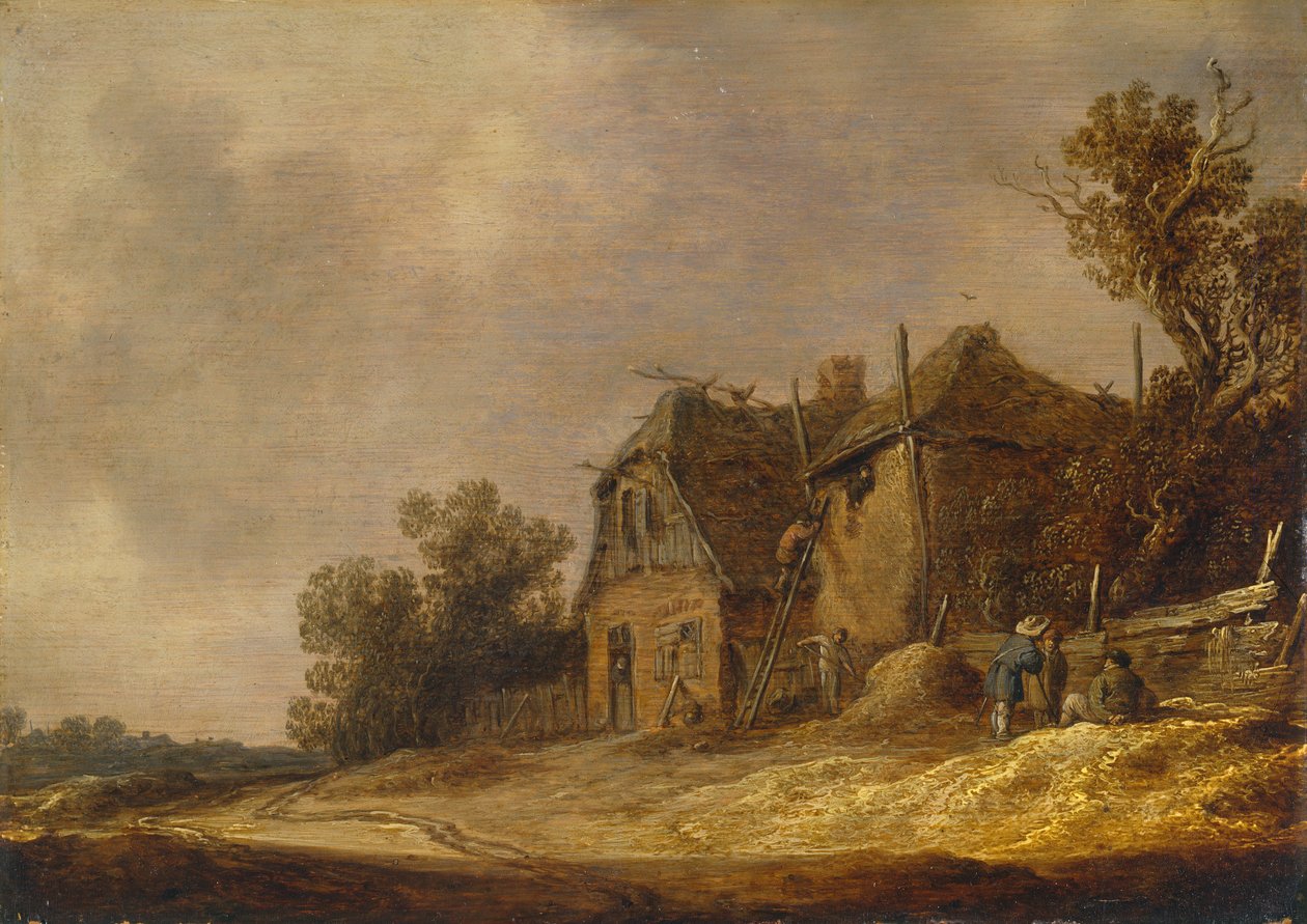 Táj egy kunyhóval és egy pajtával alkotó: Jan Josephsz van Goyen