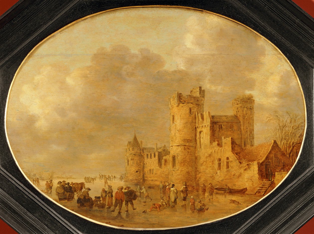 Korcsolyázók egy középkori vár előtt ... alkotó: Jan Josephsz van Goyen