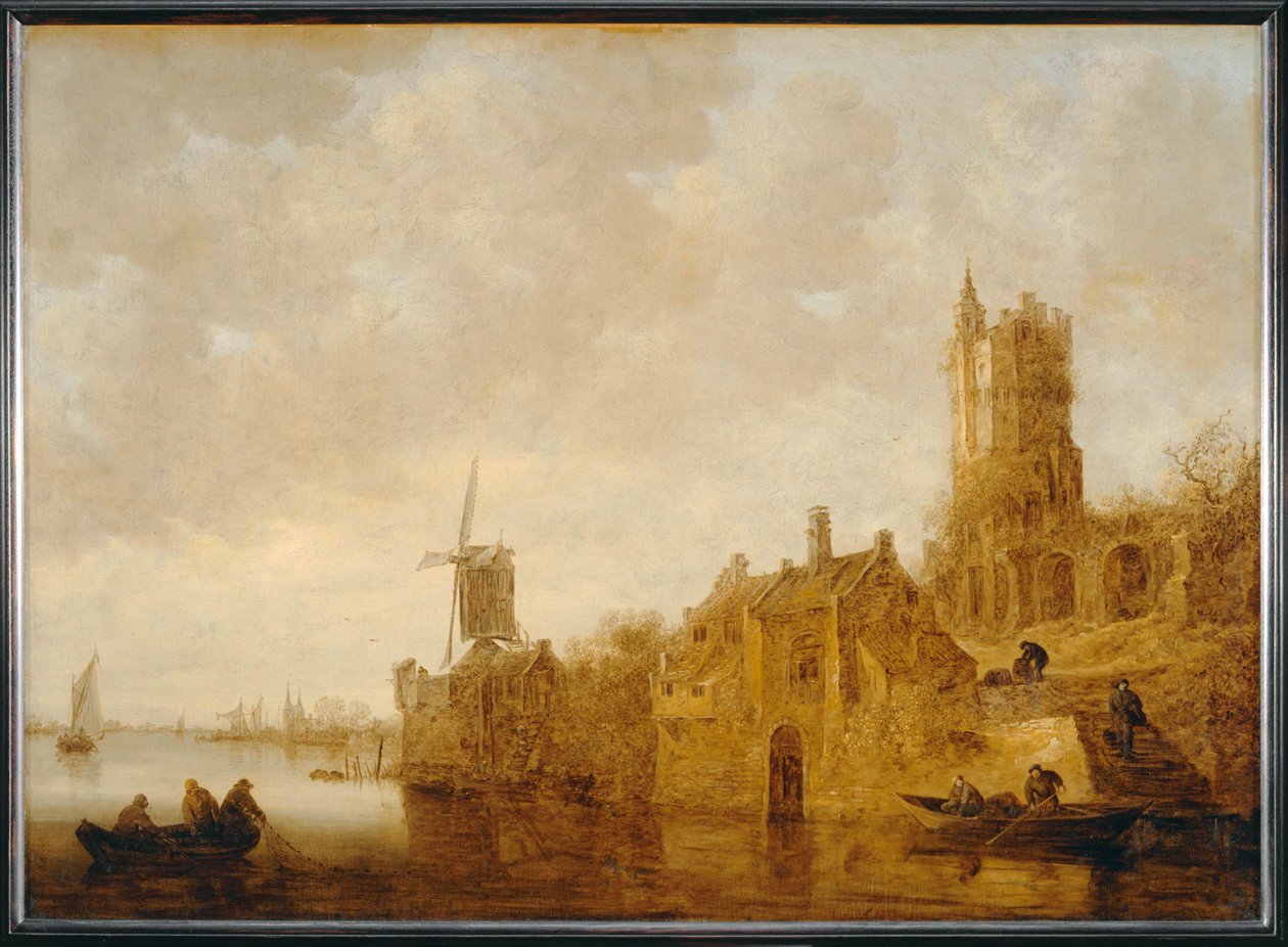 Folyami táj romos malommal és chi¢teau-val ... alkotó: Jan Josephsz van Goyen