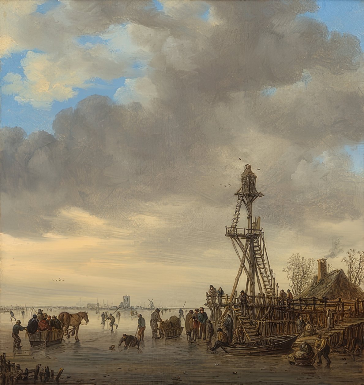 Téli táj kilátóval. 1646 alkotó: Jan Josephsz van Goyen