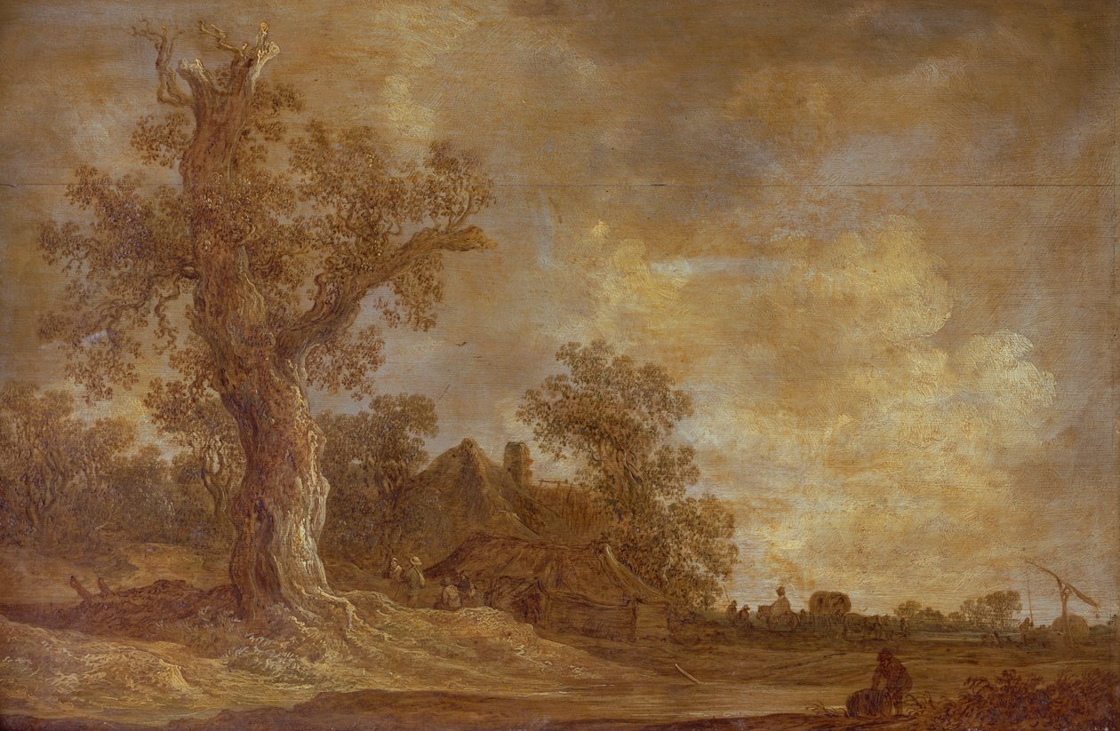 Erdős táj figurákkal és tölgyfával alkotó: Jan Josephsz van Goyen
