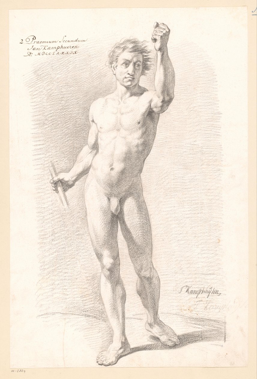 Álló férfi akt, elölről nézve (2. díj 1789) alkotó: Jan Kamphuijsen