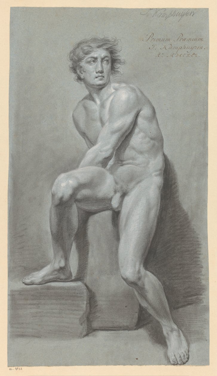 Ülő férfi akt, elölről nézve (1. díj 1791) alkotó: Jan Kamphuijsen