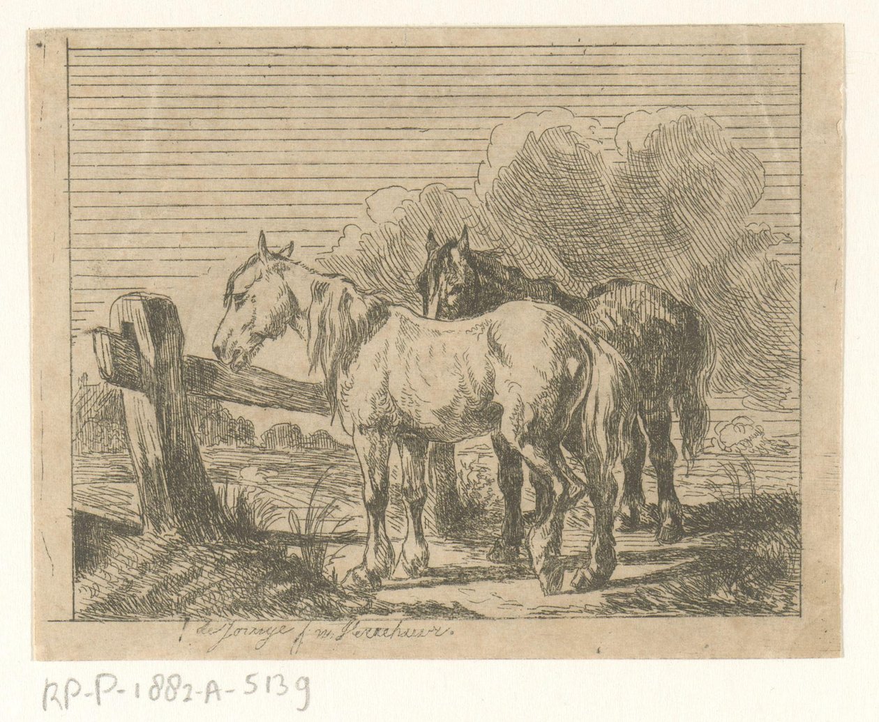 Legelő két lóval alkotó: Jan Karel Jacob de Jonge