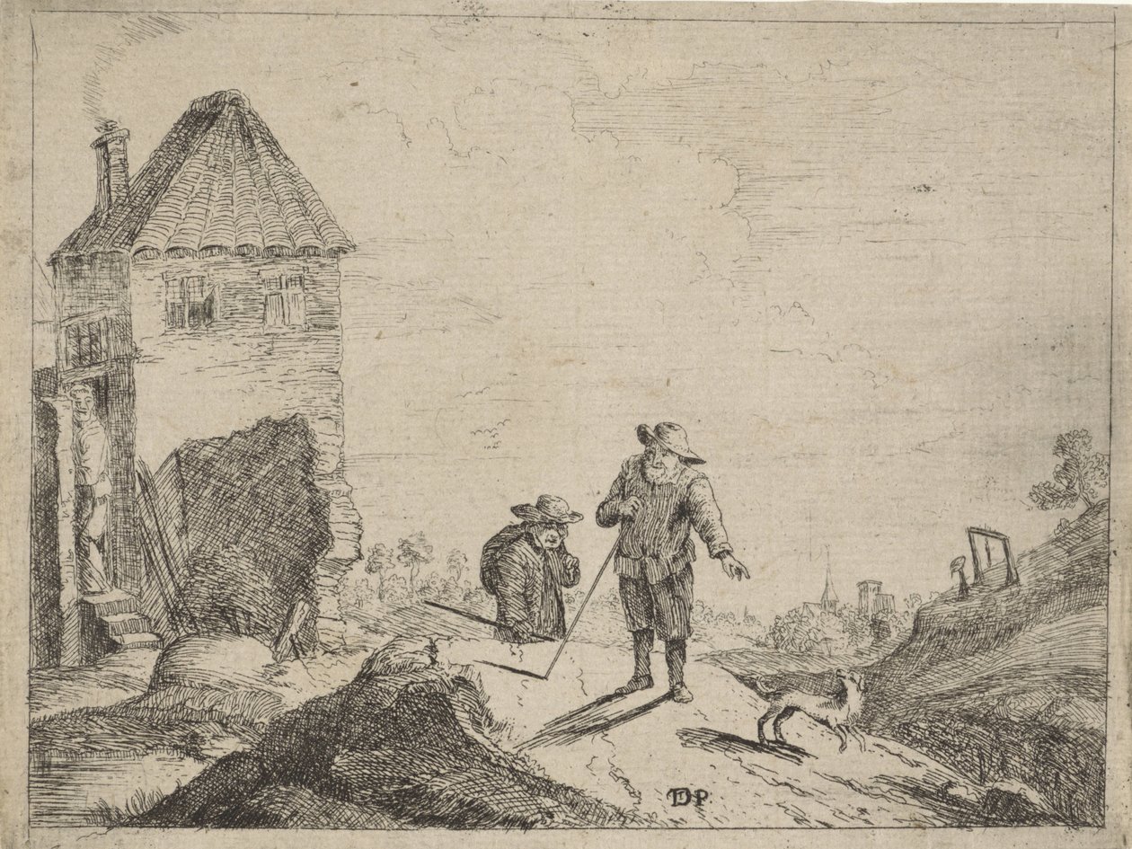 Két farmer kutyával az országúton alkotó: Jan Lauwryn Krafft (I) (possibly)