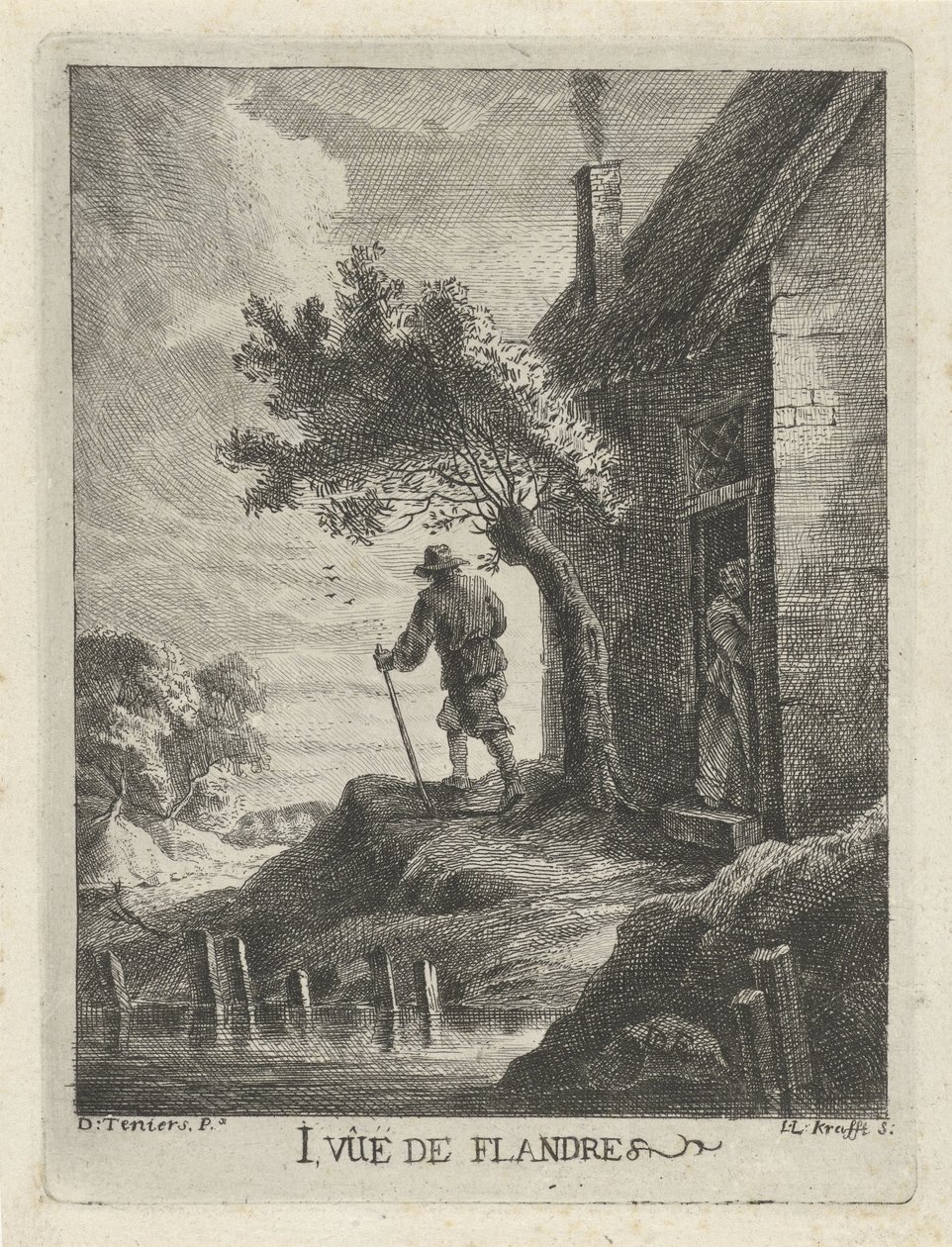 Parasztház a vízparton 1. Vûë de Flandre (cím a tárgyon) Flandria kilátásai (sorozat címe) alkotó: Jan Lauwryn Krafft (I)