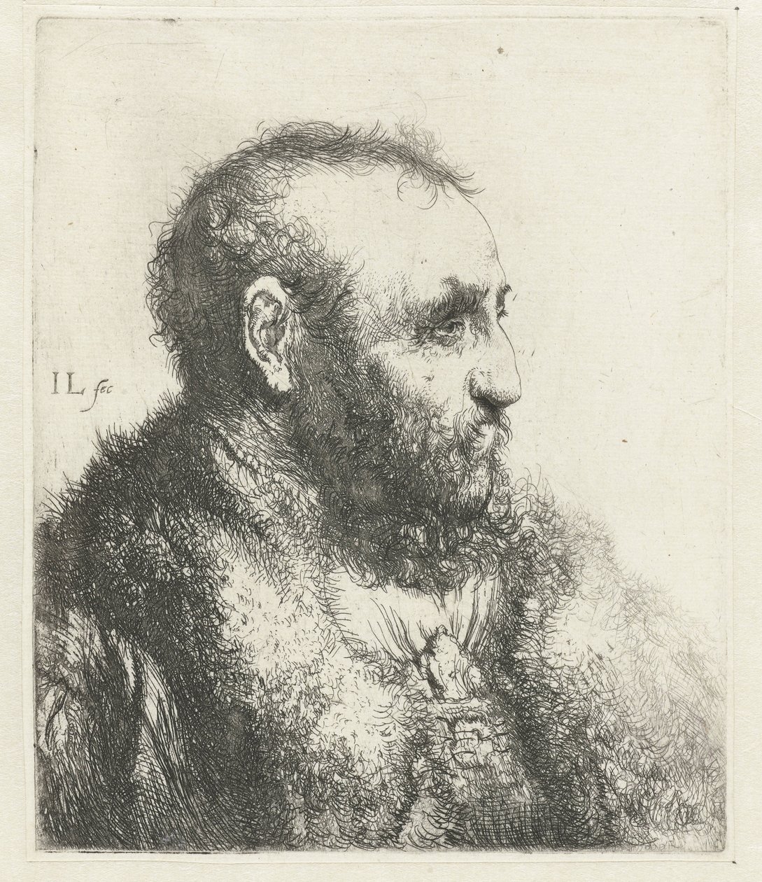 Egy bundás öreg férfi mellszobra alkotó: Jan Lievens