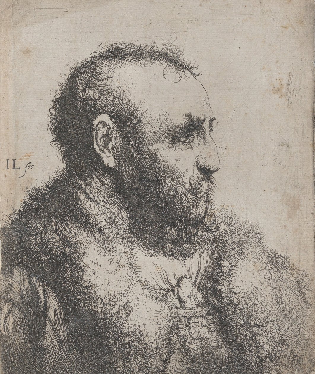 Szőrmegalléros öregember mellszobra, 17. század. alkotó: Jan Lievens
