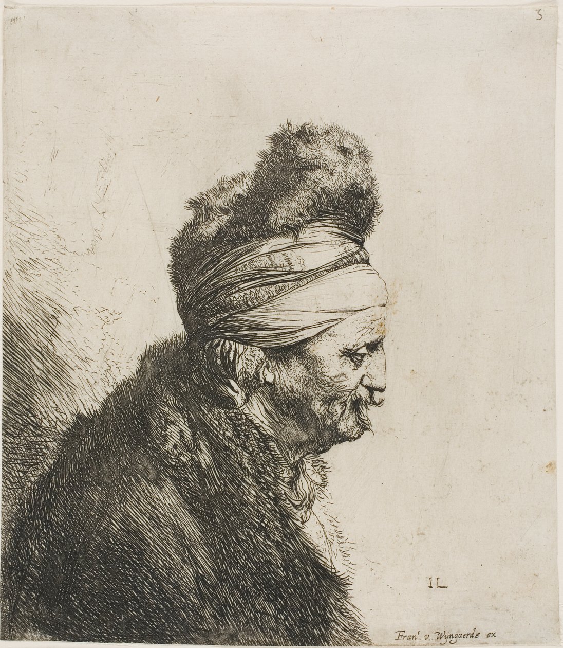 Egy keleti férfi mellszobra jobbra néz alkotó: Jan Lievens