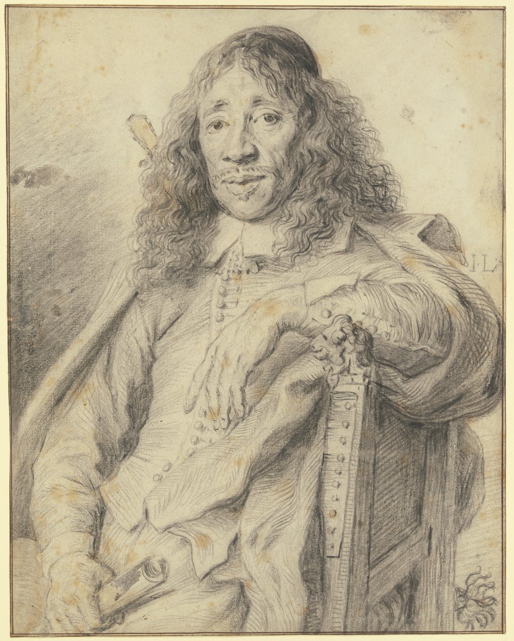 Jan Vos költő egy fotelben ülve, balra nézve alkotó: Jan Lievens