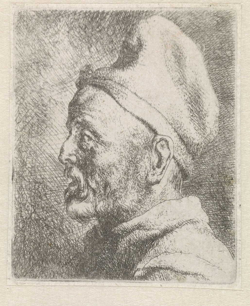 Egy magas sapkás idős férfi feje alkotó: Jan Lievens