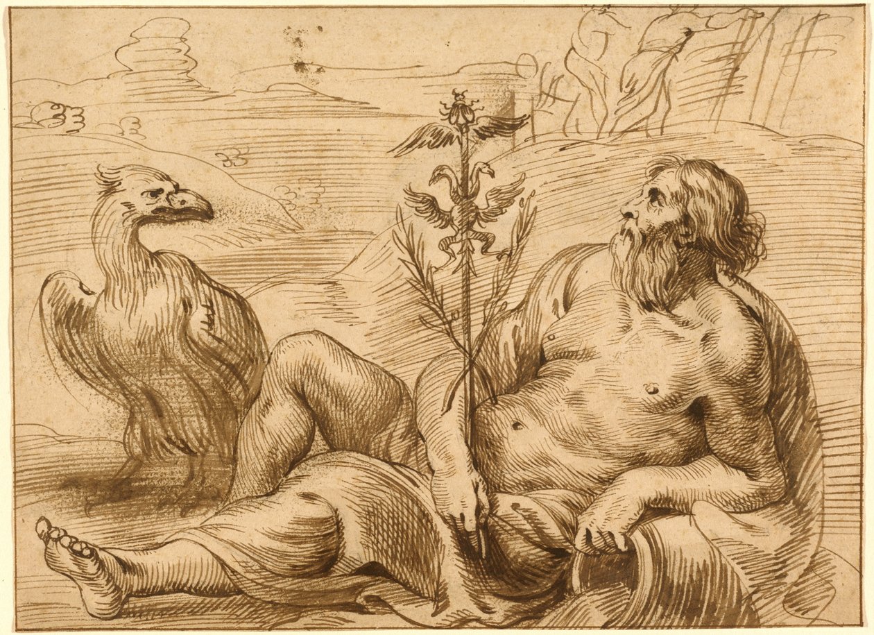 Folyóisten egy sassal alkotó: Jan Lievens