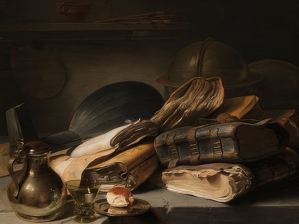 Csendélet könyvekkel. 1627-28 körül alkotó: Jan Lievens