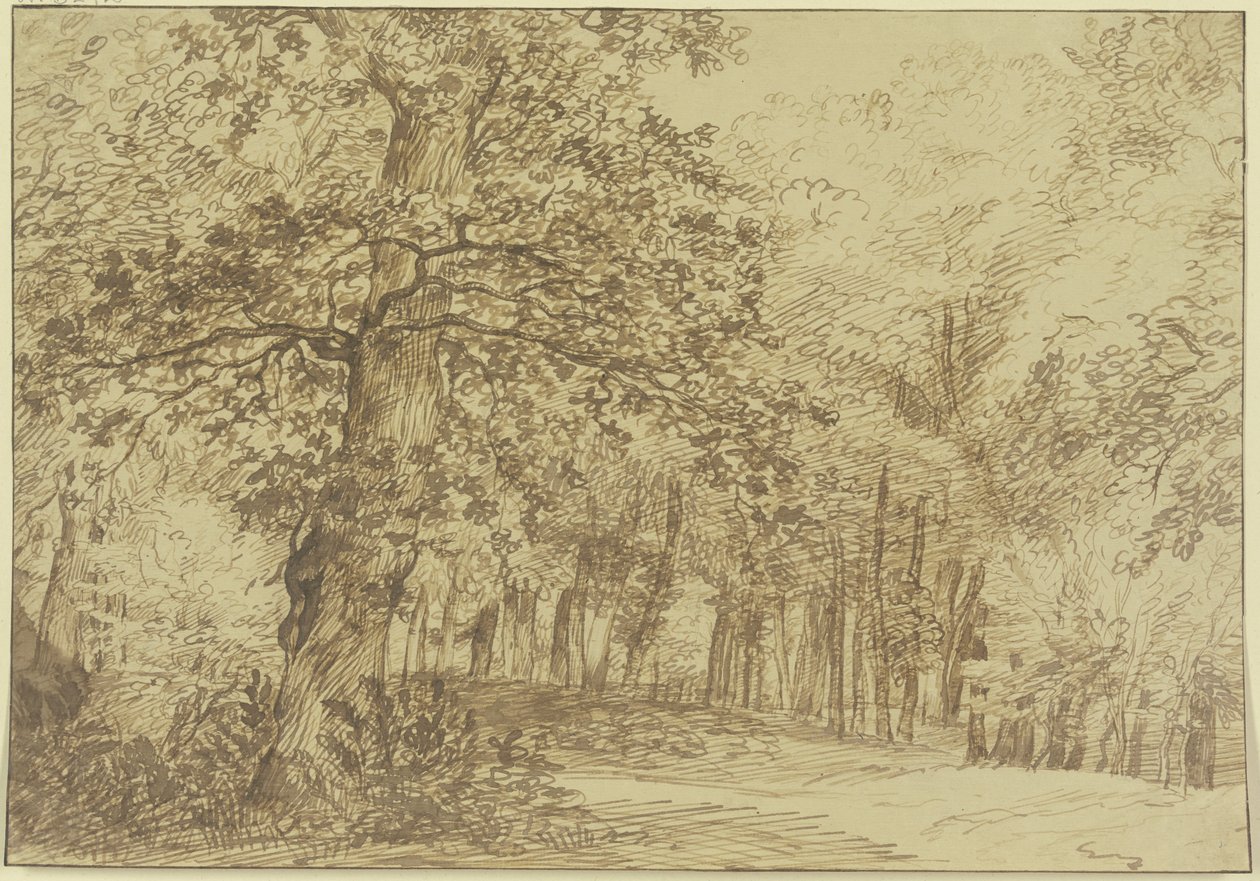 Erdőrésszel, az ösvény bal oldalán egy nagy tölgyfa alkotó: Jan Lievens