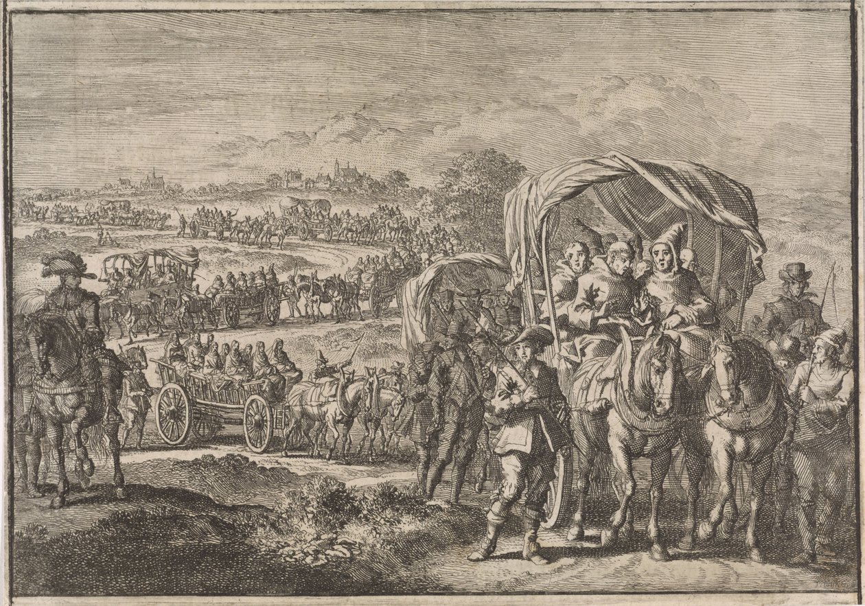 Az észak-brabanti szerzetesek Antwerpenbe menekülnek, 1637 alkotó: Jan Luyken (attributed to)