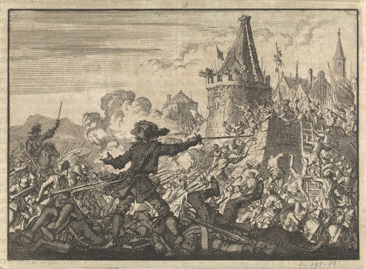 A hugenották által védett Livron falainak visszaverése, 1574 alkotó: Jan Luyken