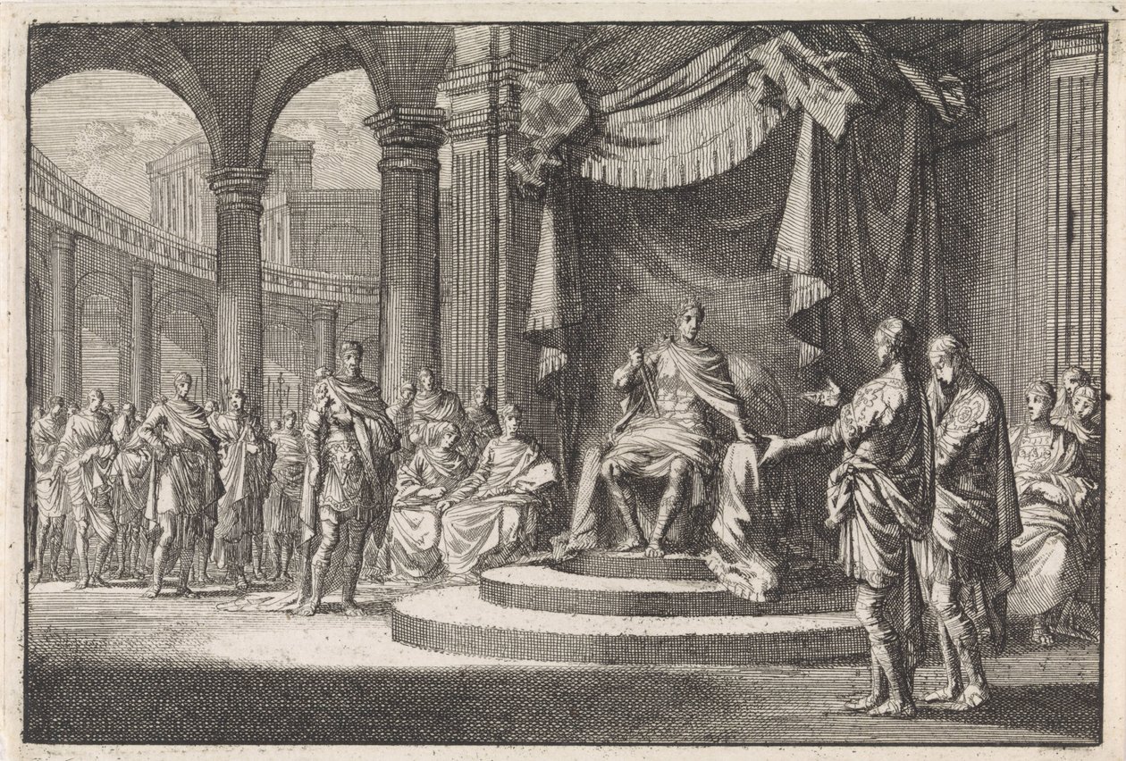 Alexander és Aristobulus felelnek Augustus császár előtt alkotó: Jan Luyken