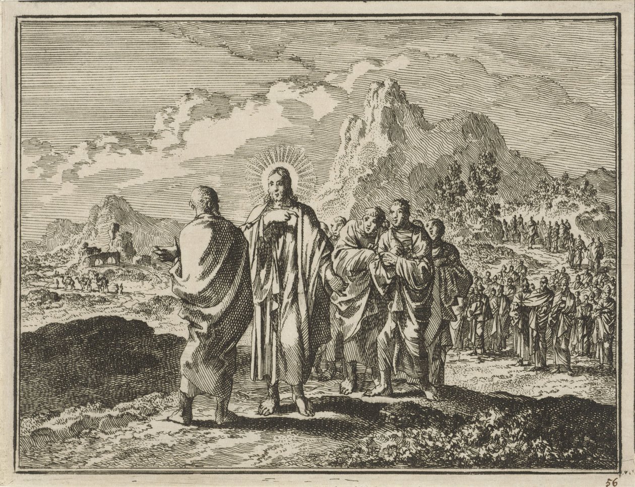 Krisztus megbünteti Pétert alkotó: Jan Luyken