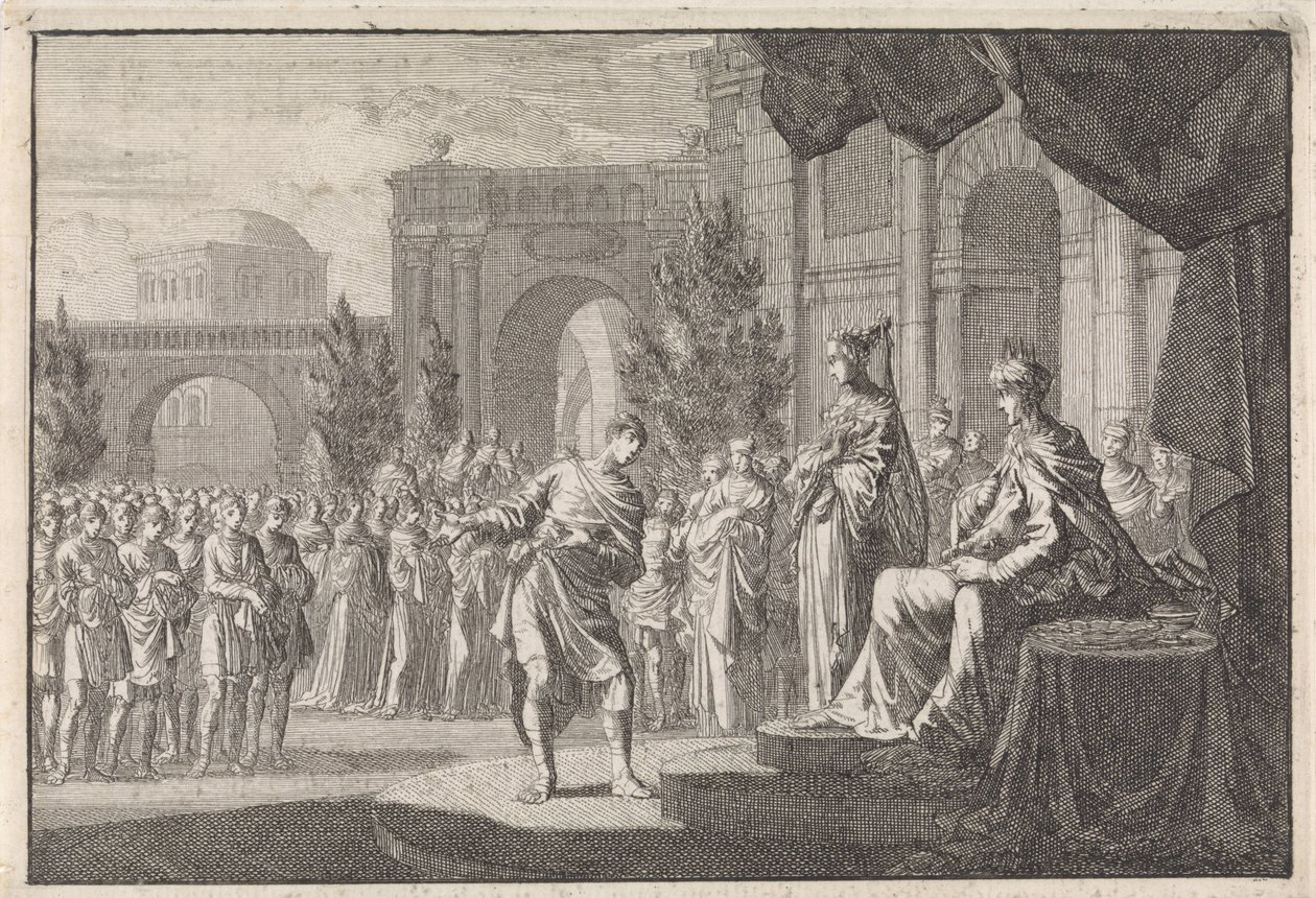 Hyrcanus Ptolemaiosz Philadelphus trónja előtt alkotó: Jan Luyken