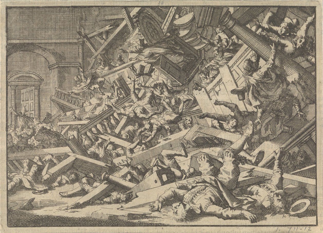Összeomlott galéria egy katolikus istentiszteleten a spanyol követ londoni házában, 1623 alkotó: Jan Luyken