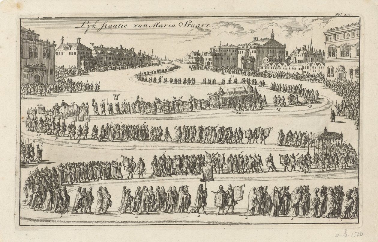 II. Stuart Mária királynő temetése, 1695 Mary Stuart Lyk állama (cím a tárgyon) alkotó: Jan Luyken