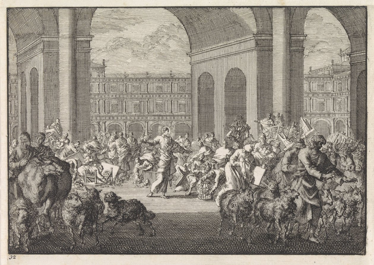 A pénzváltók kiűzése a templomból alkotó: Jan Luyken