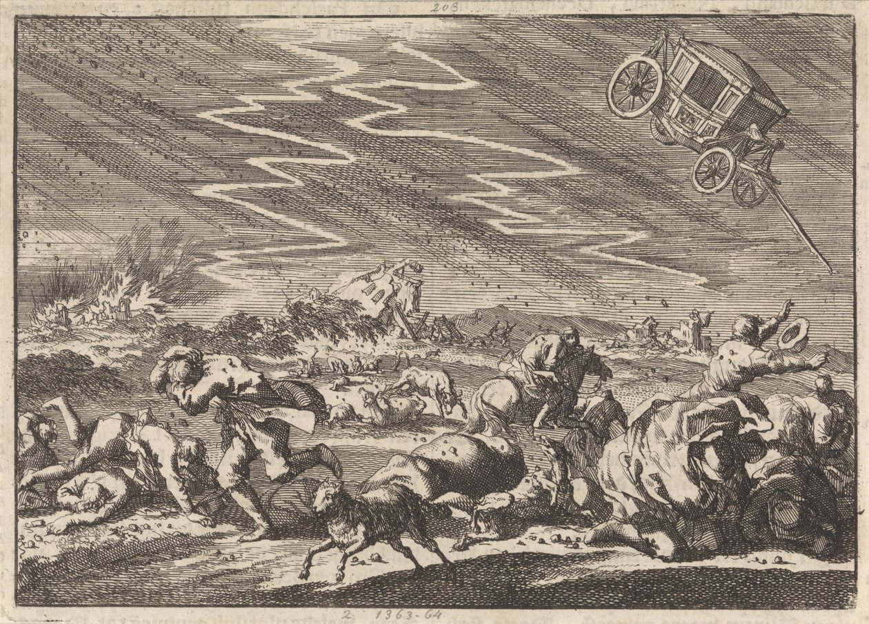 Heves zivatar a türingeni Donsenhausenben, 1674 alkotó: Jan Luyken