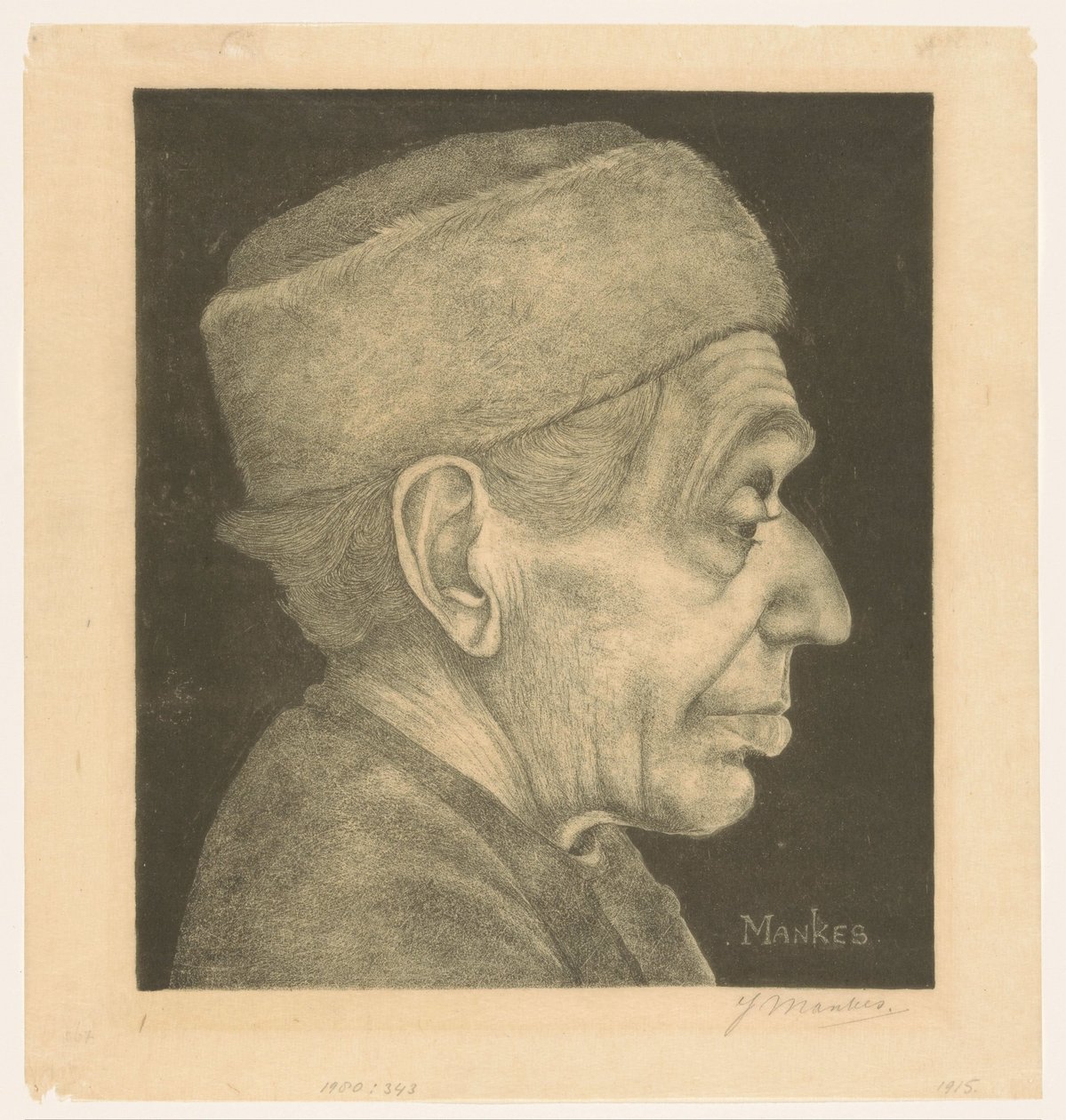 Douwe portréja kalappal alkotó: Jan Mankes (signed by artist)