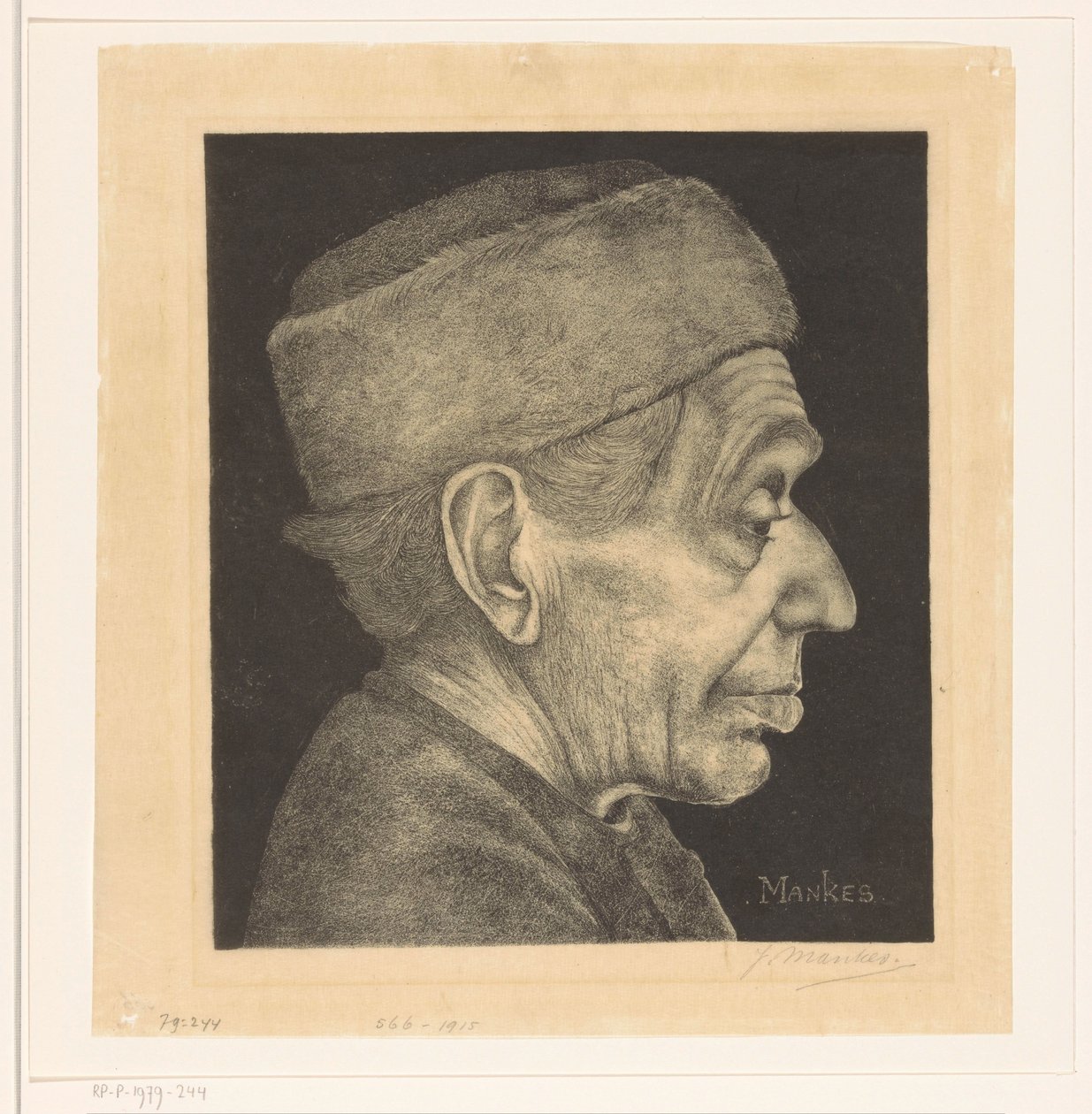 Douwe portréja kalappal alkotó: Jan Mankes (signed by artist)