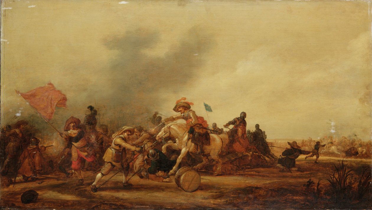 Összecsapás lovasság és gyalogos katonák között, 1634 alkotó: Jan Martszen de Jonge