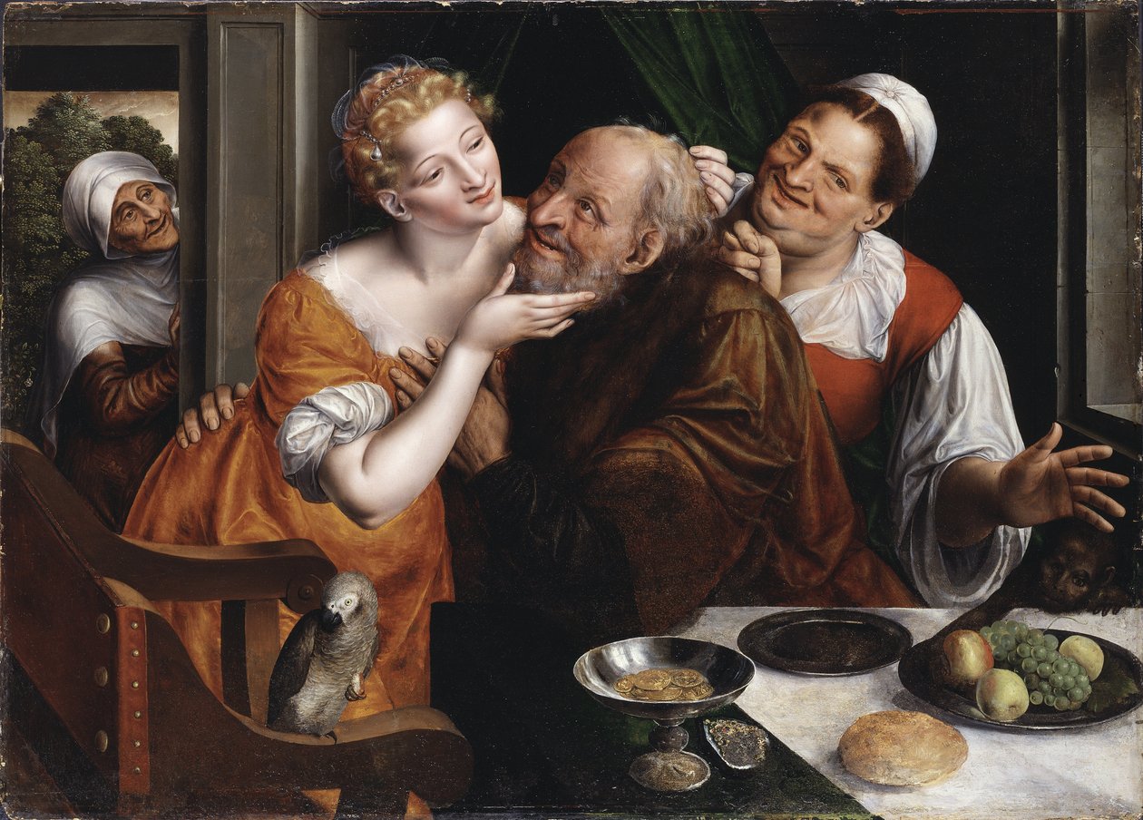 Le couple mal assorti – A rosszul illeszkedő pár, Massys (Matsys), Jan (1510-1575). Olaj, fa alkotó: Jan Massys