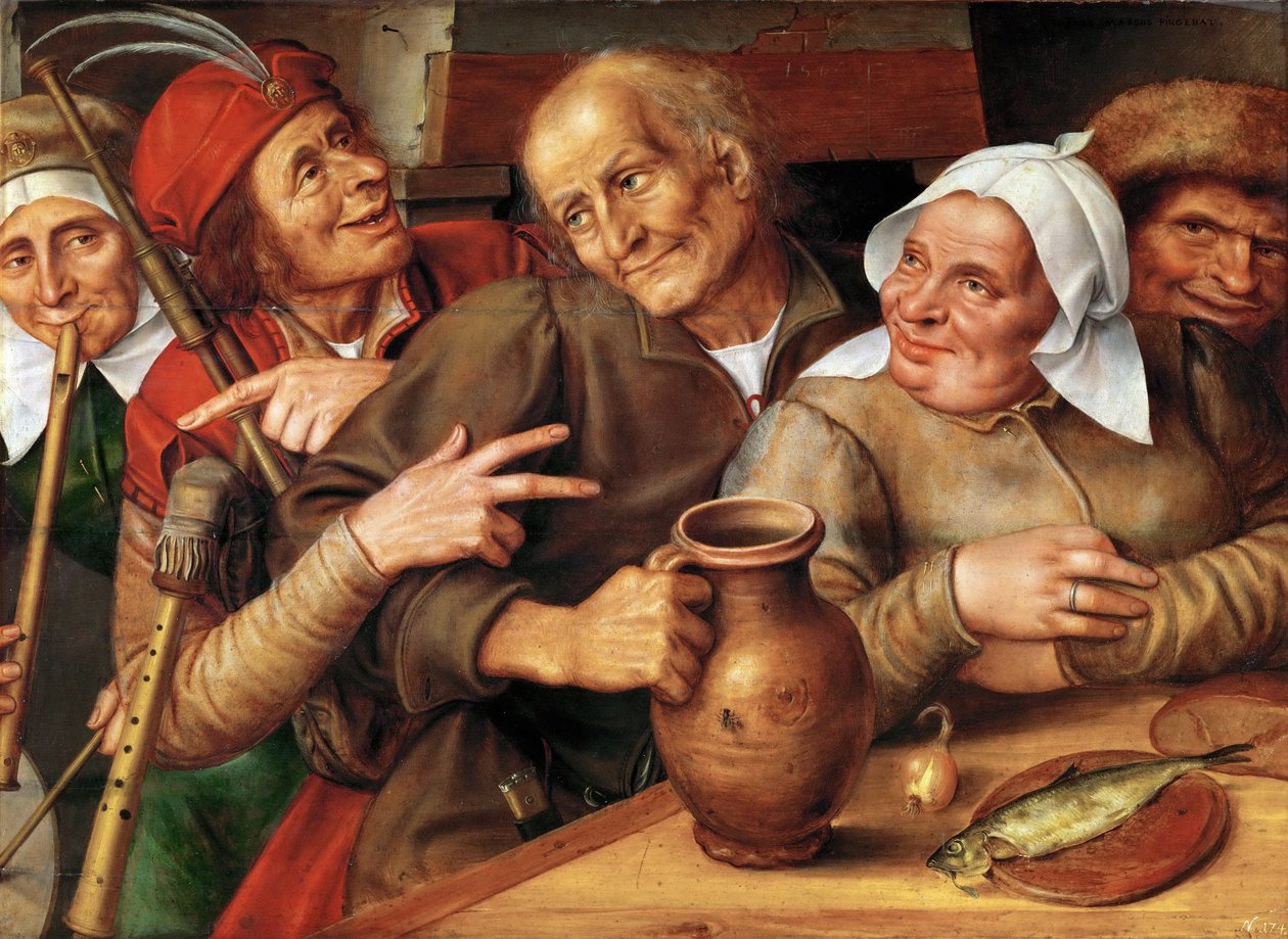 Vidám társaság – Vidám társaság, Massys (Matsys), jan. (1510-1575). olaj a fára alkotó: Jan Massys