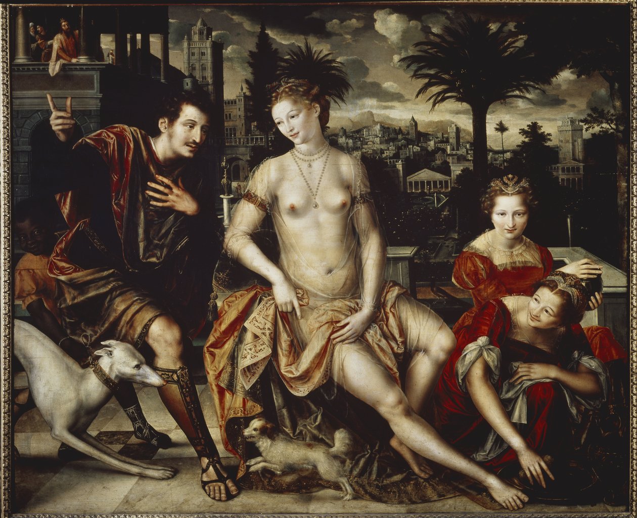 David és Bethsabee - Olaj, fa alkotó: Jan Massys or Metsys