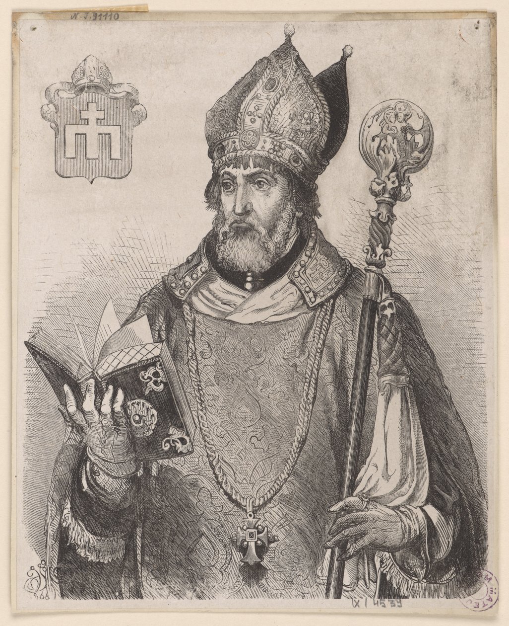 Andrzej Zebrzydowski, krakkói püspök – fametszet Jan Matejka rajza alapján alkotó: Jan Matejko