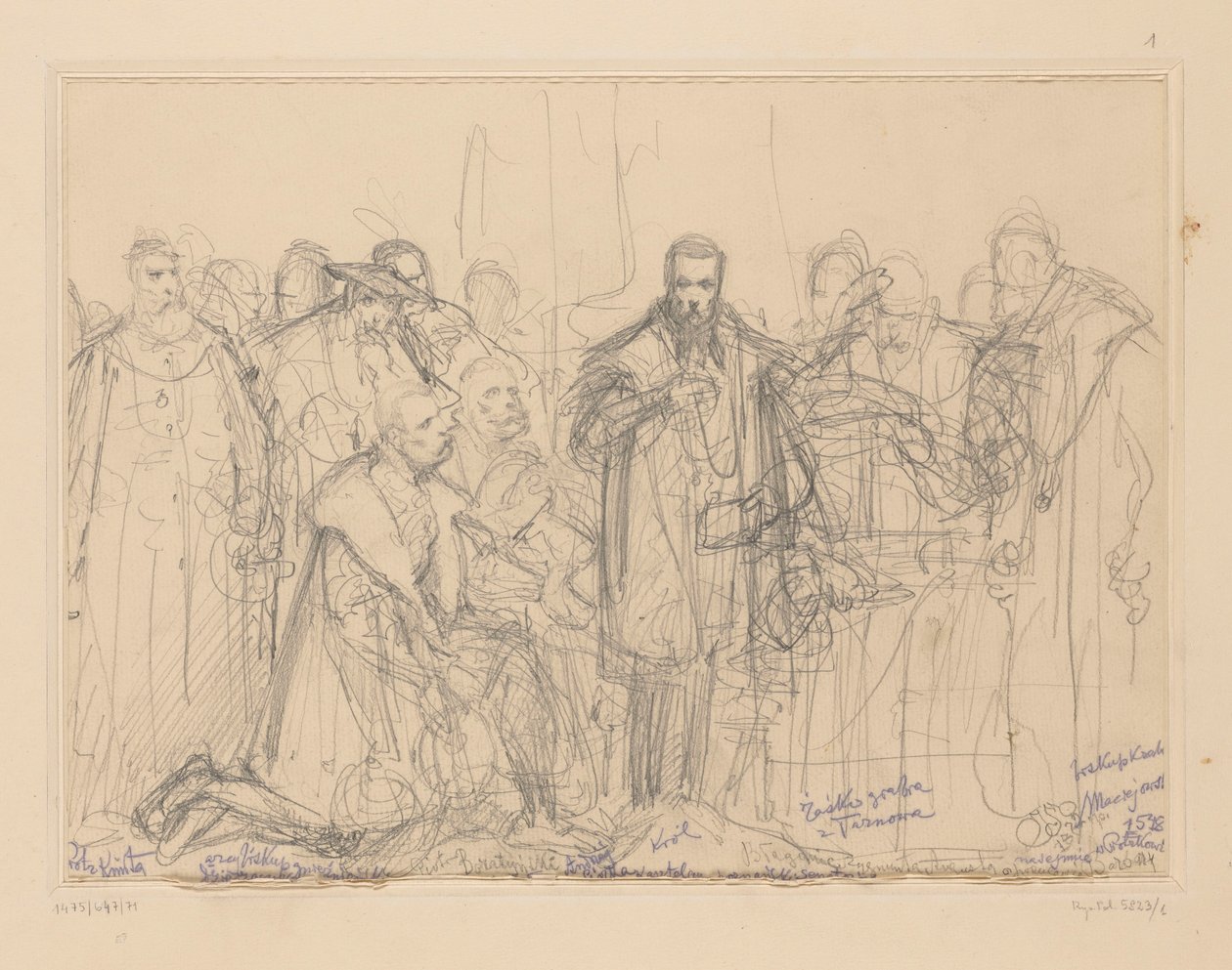 Zygmunt August könyörgése, hogy hagyja el Barbarát – koncepcióvázlat alkotó: Jan Matejko