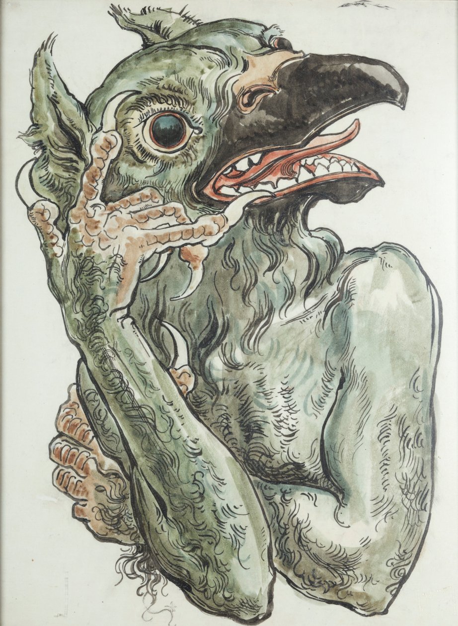 A Szent Mária-templom polikromiájához készült karton – Madárfejű ördög alkotó: Jan Matejko