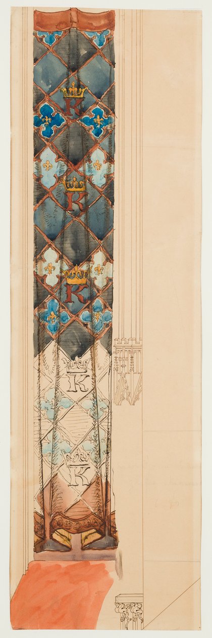 Kartonskizze für die Polychromie der Marienkirche - Fries mit geometrischem Muster alkotó: Jan Matejko