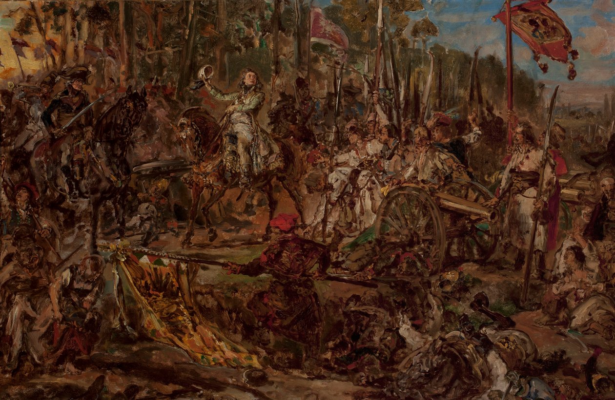 Kościuszko Racławicénél, vázlat alkotó: Jan Matejko